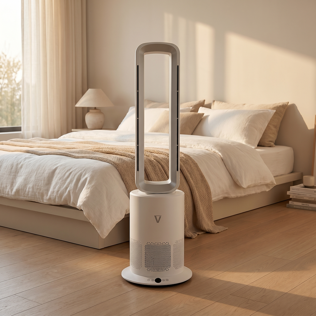 Vortex Air Cleanse Bladeless Air Purifier Heater Cooler Silver