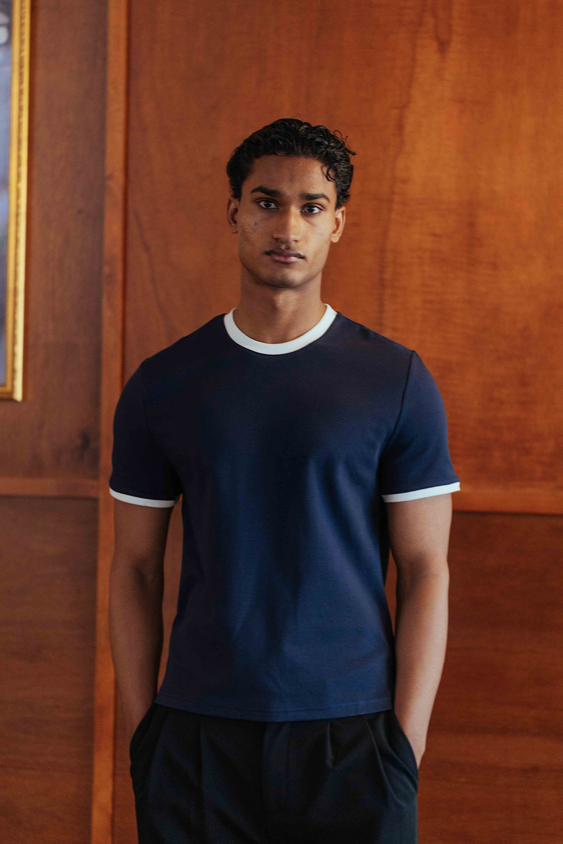 CANKAR Brando T-Shirt, Navy Ringer