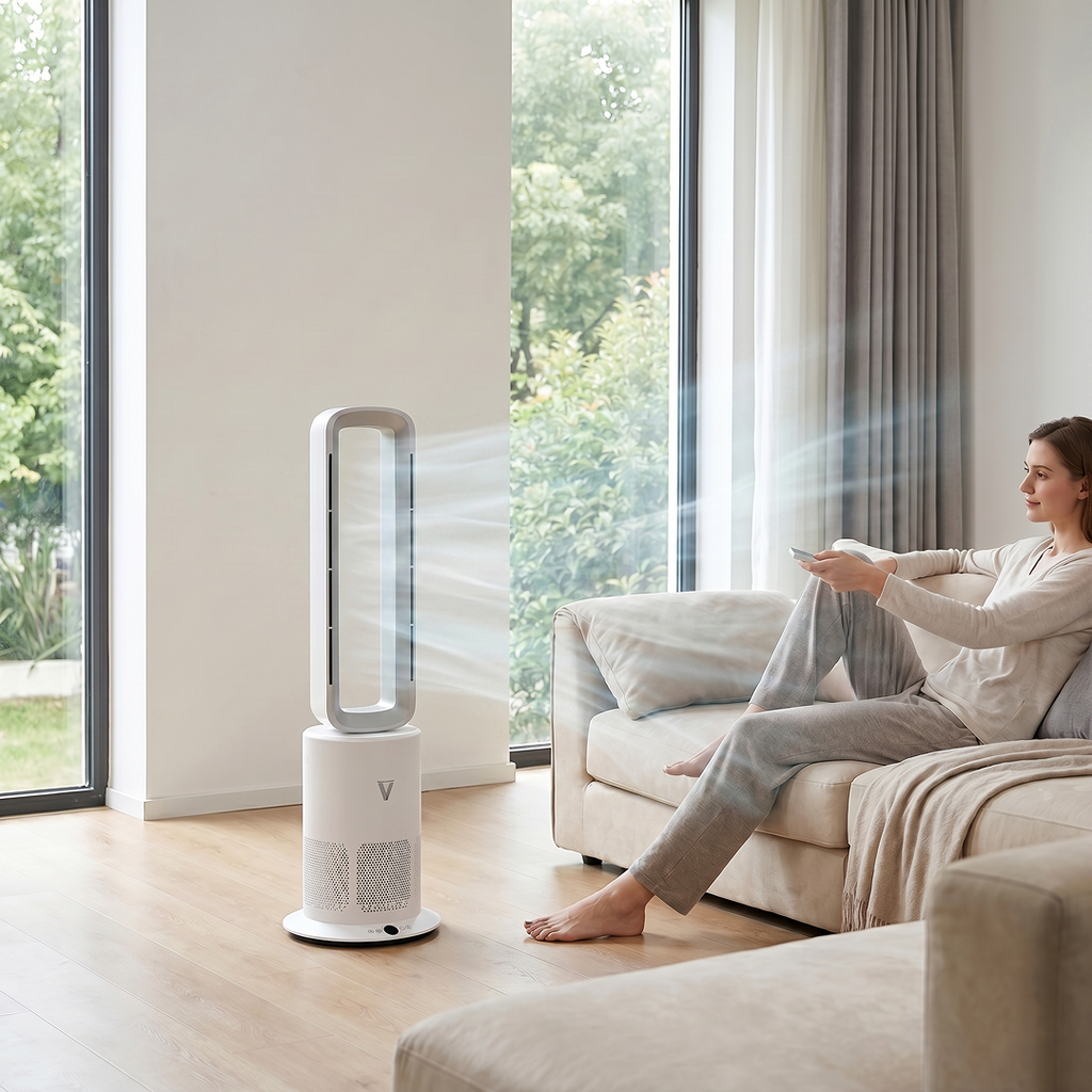 Vortex Air Cleanse Bladeless Air Purifier Heater Cooler Silver